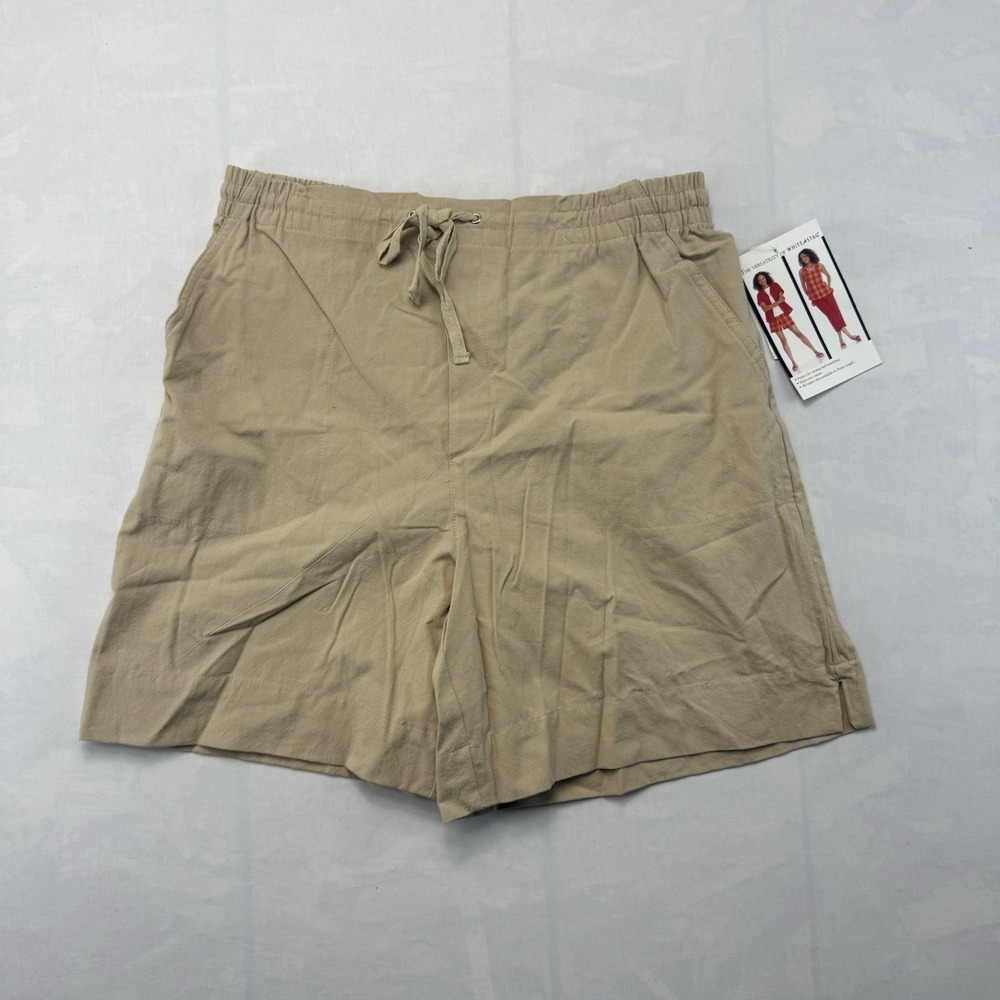 Vintage White Stag Cotton Shorts Women's M High Rise Drawstring Beige